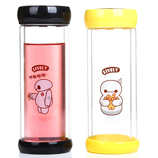 300ml透明双层高硼玻璃杯 隔热防滑学生水杯