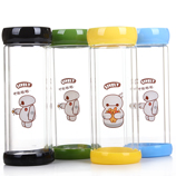 300ml卡通高硼双层玻璃杯 防滑硅胶垫透明玻璃水杯 【混装】