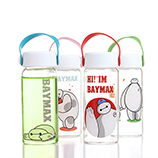 280ml卡通大白高硼硅玻璃杯 创意学生手提杯【混装】