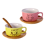 150ML创意陶瓷情侣水杯卡通桌面咖啡杯碟简约牛奶杯子