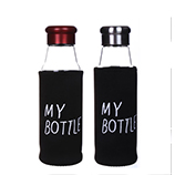 420ML骑士布套玻璃水杯 不锈钢茶隔泡茶隔热杯子 随手杯