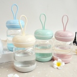 300ML小清新小C杯吊绳随手玻璃杯硅胶套便携式水壶