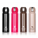 450ML商务弹盖保温杯双层不锈钢真空直身水杯