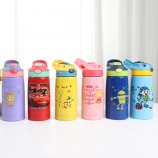 400ML卡通316不锈钢儿童提手保温杯便携吸管杯