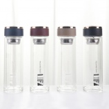 300ML天悦商务双层玻璃杯不锈钢茶漏男士水杯