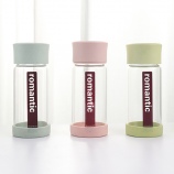 360ML简约绅士英文玻璃杯麦香杯单层透明便携水杯