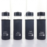 400ML创意流行英文黑盖布套玻璃杯隔热防烫水杯子