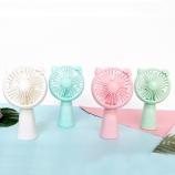 卡通猫咪USB充电风扇便携静音迷你手持带LED灯风扇