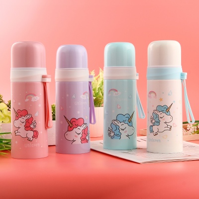 350ML卡通角马塑吊保温杯子弹头不锈钢学生水杯