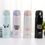 500ML亲亲卡通弹盖保温杯不锈钢真空双层韩版学生杯子