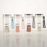 280ML卡通欧彩动物双层玻璃杯学生隔热防烫喝水杯子