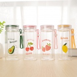 280ML欧彩水果双层玻璃杯学生韩版小清新防烫随手杯