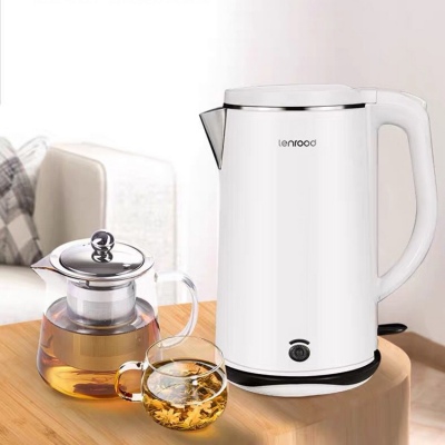 1.8L电水壶电热水壶304不锈钢热水壶厨房白色壶开水壶