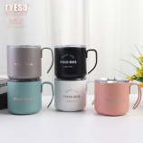 350ML创意简约8号咖啡杯带盖手柄不锈钢保温杯