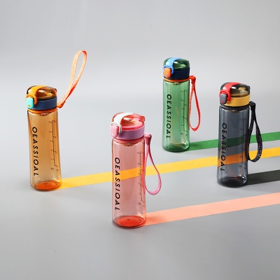 500ML英文弹盖提绳塑料杯创意潮流运动水杯