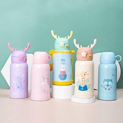 500ML鹿角儿童保温杯316不锈钢小学生一杯两盖水壶
