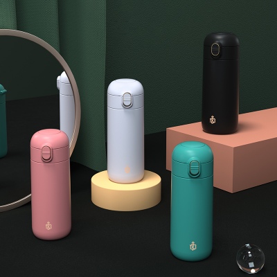 360ML纯色316不锈钢经典弹跳保温杯便携式情侣水杯