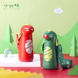 400ML卡通恐龙背带保温壶316不锈钢儿童防呛吸管保温杯