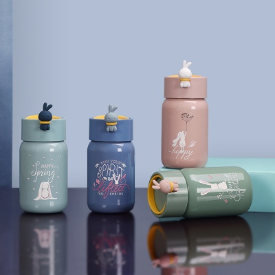 300ML精灵兔保温杯可爱少女心隐藏提手带茶隔水杯