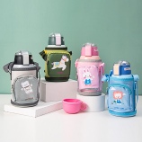 600M卡通动物显温儿童壶316不锈钢水杯吸管保温杯