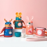 300ML卡通316不锈钢可爱动物双盖儿童壶吸管保温杯