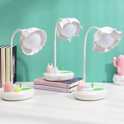 花朵灯头软胶触摸台灯usb充电学生学习LED护眼灯