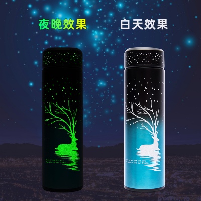 500ML夜光直身保温杯创意水杯个性潮流ins网红水杯子