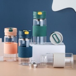 400ML艾莉玻璃杯带茶隔便携ins风杯子简约小清新水杯