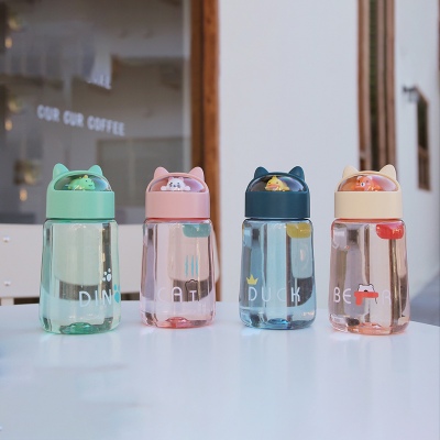 330ML卡通爱宠塑料杯微景观杯盖可爱少女心学生水杯子
