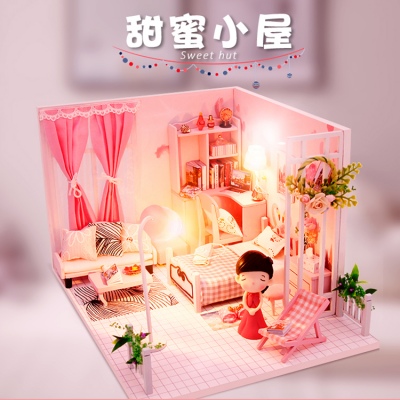 迷你场景-甜蜜微梦diy万乐小屋手工制作迷你拼装模型