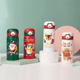 350ML创意3D圣诞款双耳弹盖保温杯304不锈钢节日礼品杯