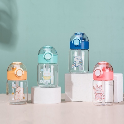 380ML卡通动物淘你玻璃杯简约小清新ins风弹盖吸管水杯