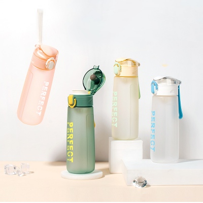 500ML缤纷系菲尔弹盖塑料杯个性简约时尚磨砂太空杯