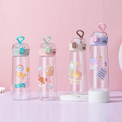 500ML乐酷星愿便利贴弹盖塑料杯学生可爱便携随手杯