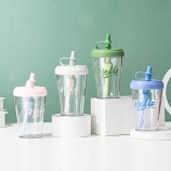 460ML时尚简约吸管塑料杯学生情侣果汁杯便携随手杯