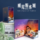 书.风景-水城威尼斯书立书挡diy小屋拼装模型生日礼物