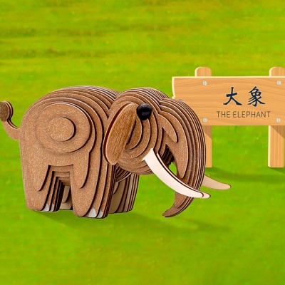 蓝色星球-大象 diy手工制作拼装玩具桌面摆件