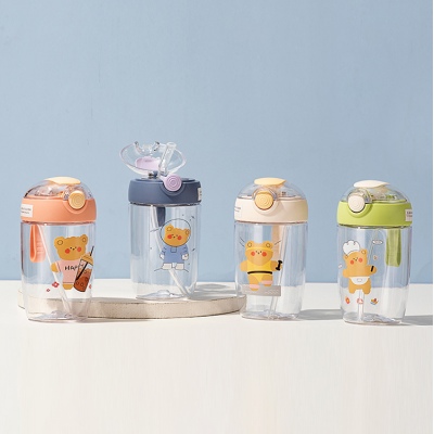420ML可爱小熊塑料杯卡通矮胖子清新个性学生随手杯