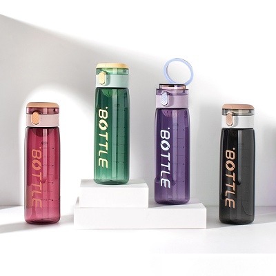 550ML暗黑系辛迪运动塑料杯隐藏式提绳时尚运动杯