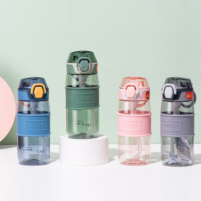 550ML乐行弹盖塑料杯简约透明太空杯户外旅行随手杯