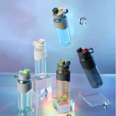 900ML潮流手提塑料杯高颜值大容量带刻度户外运动水壶