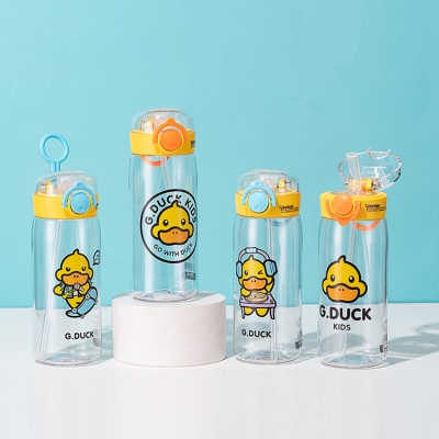 350ML创意潮玩鸭弹跳盖塑料杯小清新学生便携杯子