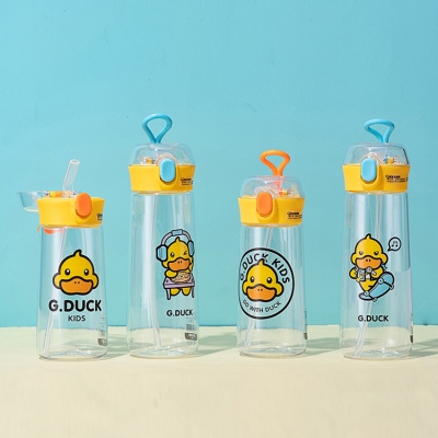 350ML创意潮流乐酷鸭弹盖塑料杯小清新学生便携杯子