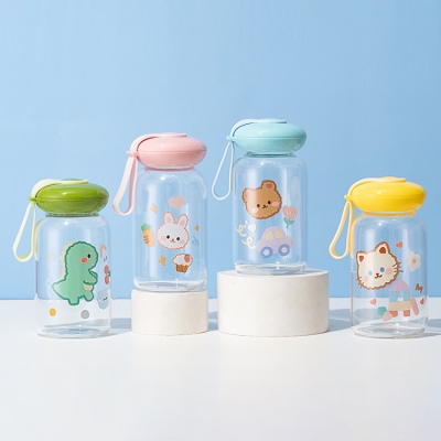 420ML萌宠乐园飞碟玻璃杯可爱便携学生情侣随手杯子