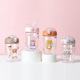 380ML贴纸款马丁吸管塑料杯弹跳盖学生情侣随手杯