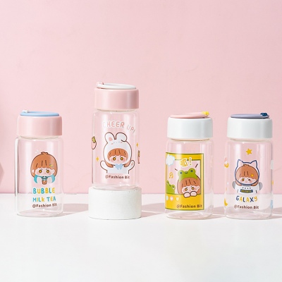 350ML卡通星星女孩玻璃杯学生小清新可爱便携水杯