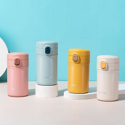 300ml简约同色系咖啡保温杯304不锈钢弹跳盖商务水杯