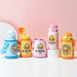 400ml潮玩鸭单盖儿童壶304不锈钢可爱吸管保温杯