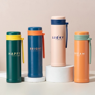 260ML英文款梦幻保温杯户外便携硅胶提绳随手水杯