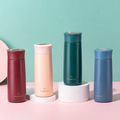 350ml简约纯色小时光保温杯304不锈钢男女士商务水杯